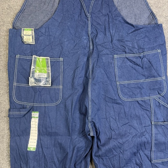 Liberty Bib Overalls Mens 52x32 Blue Denim Workwear Carpenter Utility Ranch - Picture 14 of 16